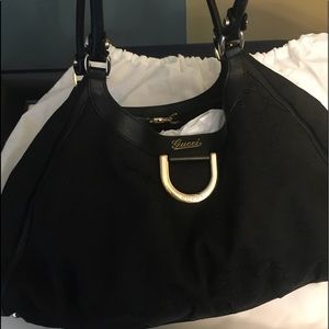 Gucci Nylon Monogram Hobo Black GG